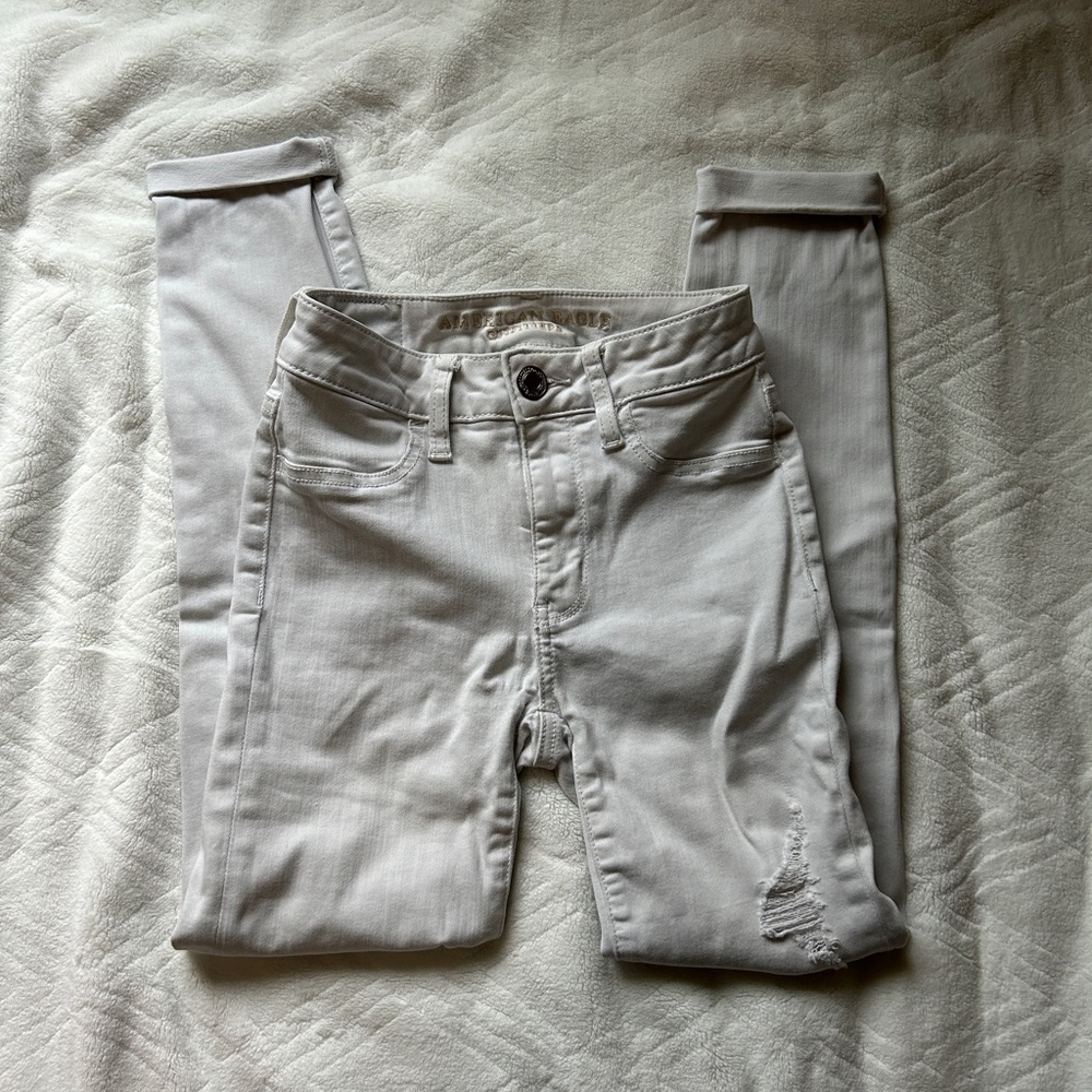 american eagle high rise white jeggings